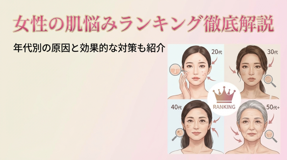 女性の肌悩みランキングを徹底解説。年代別の原因と効果的な対策も紹介