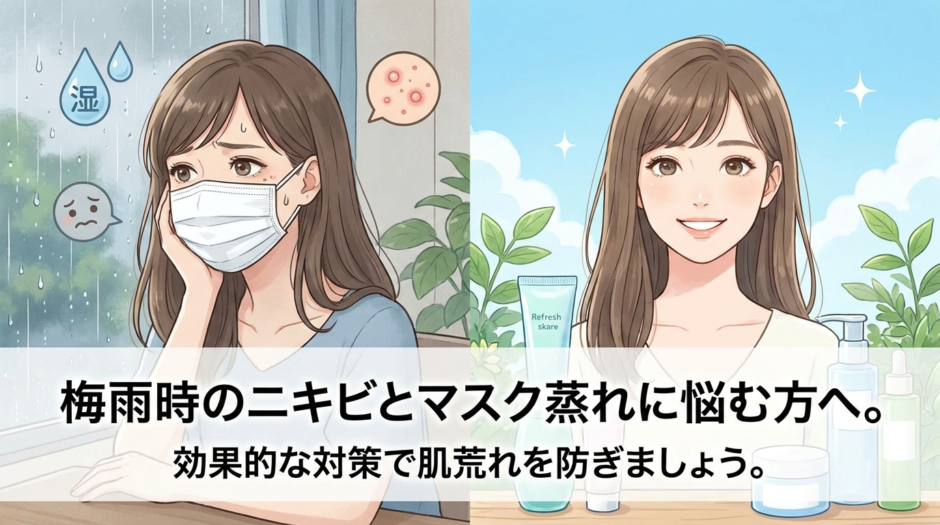 梅雨時のニキビとマスク蒸れに悩む方へ。効果的な対策で肌荒れを防ぎましょう。