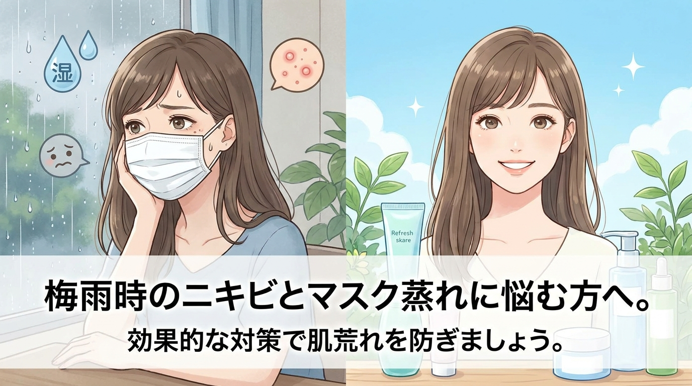 梅雨時のニキビとマスク蒸れに悩む方へ。効果的な対策で肌荒れを防ぎましょう。