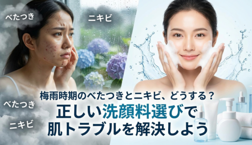 梅雨時期のべたつきとニキビ、どうする？正しい洗顔料選びで肌トラブルを解決しよう