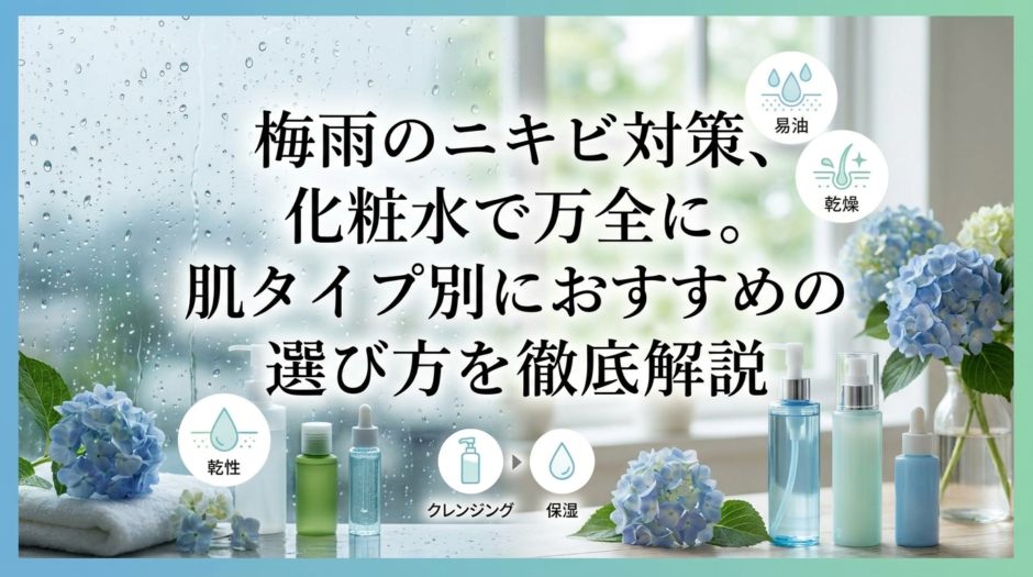 梅雨のニキビ対策、化粧水で万全に。肌タイプ別におすすめの選び方を徹底解説